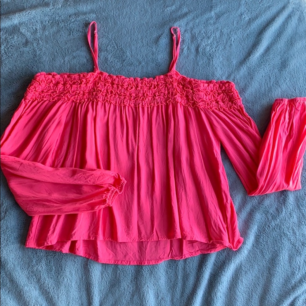 forever 21 hot pink off the shoulder top